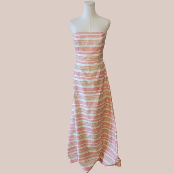 Kathlin Argiro Atelier Pink Striped Strapless Long Dress Size 10 - Picture 1 of 6